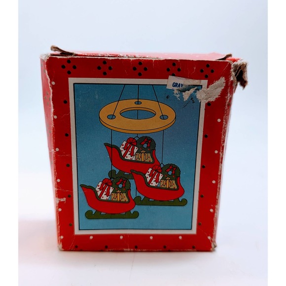 Vintage Porcelain Russ Berrie and Company Holiday Sleigh Wind Chime - Picture 4 of 6